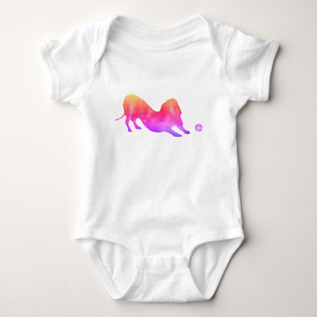 Pink  Dachshund with ball Baby Bodysuit (Front)