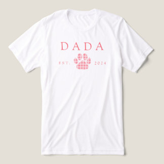 Pink Dada Gingham Puppy Paw Print Birthday Tri-Blend Shirt