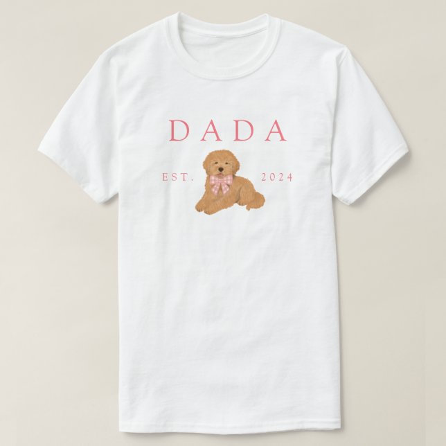 Pink Dada Golden Doodle Birthday T-Shirt (Design Front)