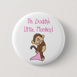 Pink Daddy's Little Monkey 6 Cm Round Badge