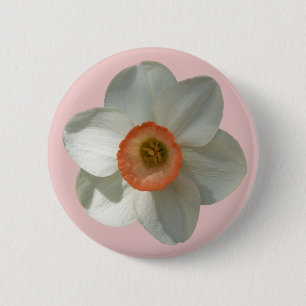Pink Daffodil Spring Flower 6 Cm Round Badge