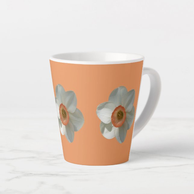 Pink Daffodil Spring Flower Latte Mug (Right Angle)