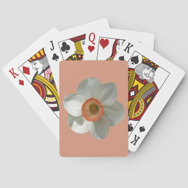 Pink Daffodil Spring Flower Playing Cards (Back)