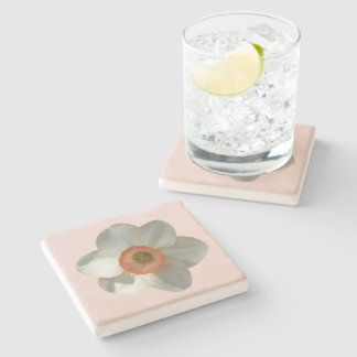 Pink Daffodil Spring Flower Stone Coaster