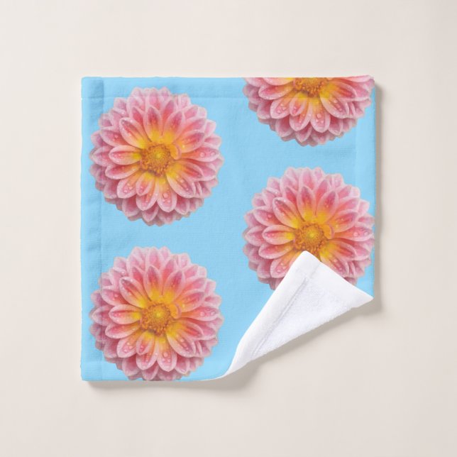 Pink Dahlia and Dew Drops Wash Cloth (Wash Cloth)