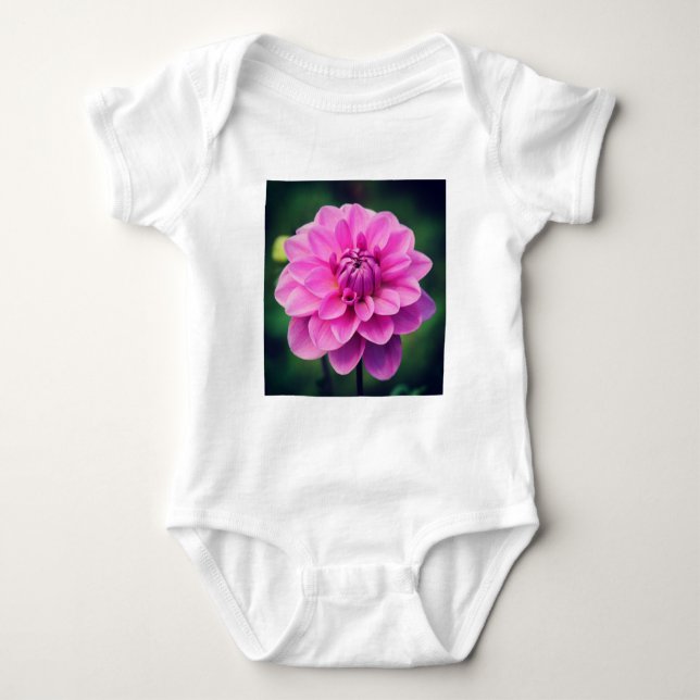 Pink Dahlia Baby Bodysuit (Front)