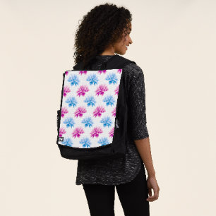 Pink Dahlia, Blue Dahla, Floral Pattern, Flowers Backpack