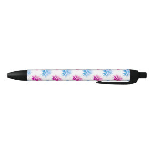 Pink Dahlia, Blue Dahla, Floral Pattern, Flowers Black Ink Pen