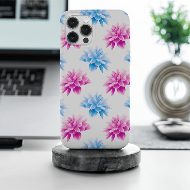 Pink Dahlia, Blue Dahla, Floral Pattern, Flowers Case-Mate iPhone Case (Creator Uploaded)