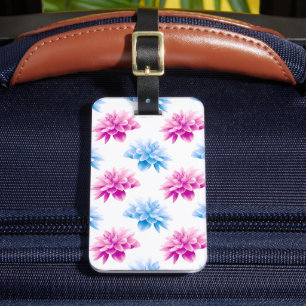 Pink Dahlia, Blue Dahla, Floral Pattern, Flowers Luggage Tag