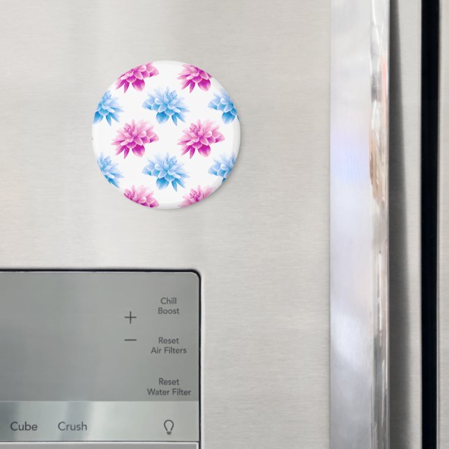 Pink Dahlia, Blue Dahla, Floral Pattern, Flowers Magnet (In Situ (Fridge))