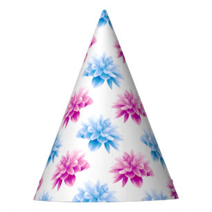 Pink Dahlia, Blue Dahla, Floral Pattern, Flowers Party Hat
