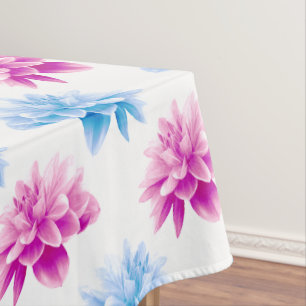 Pink Dahlia, Blue Dahla, Floral Pattern, Flowers Tablecloth
