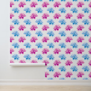 Pink Dahlia, Blue Dahla, Floral Pattern, Flowers Wallpaper
