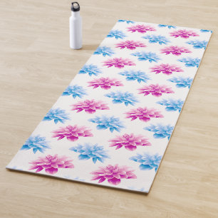 Pink Dahlia, Blue Dahla, Floral Pattern, Flowers Yoga Mat