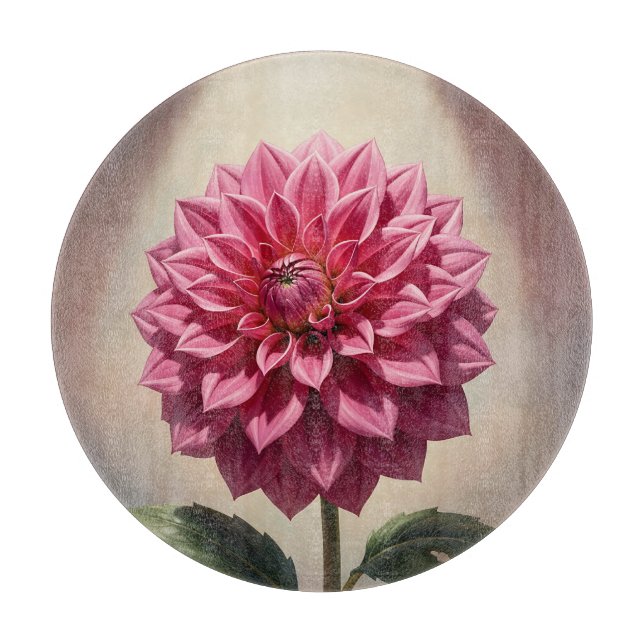 Pink Dahlia Flower Botanical Cutting Board (Front)