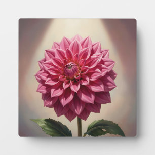 Pink Dahlia Flower Botanical Plaque