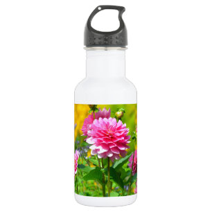 Pink dahlia flower garden 532 ml water bottle
