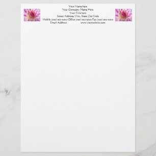 Pink Dahlia Flower Letterhead paper nature