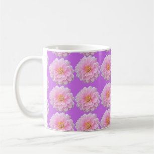 Pink Dahlia Flower Pattern Purple Coffee Mug