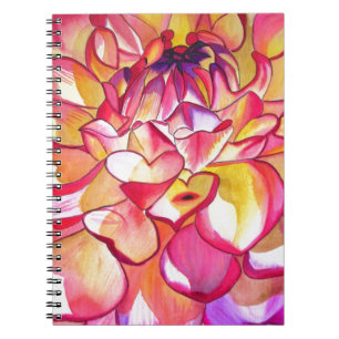 Pink Dahlia flower watercolour fine art Spiral Notebook