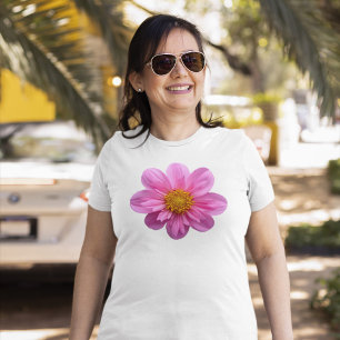 Pink Dahlia Flower With Yellow Center T-Shirt