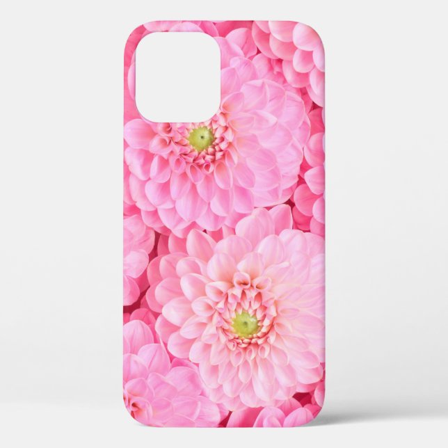 Pink dahlia flowers background. Top view.  Case-Mate iPhone Case (Back)