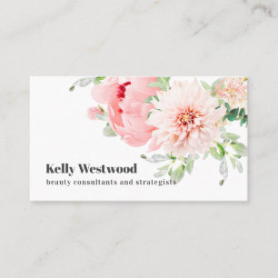 Pink Dahlia Flowers Beauty consultant Strategist Business Card
