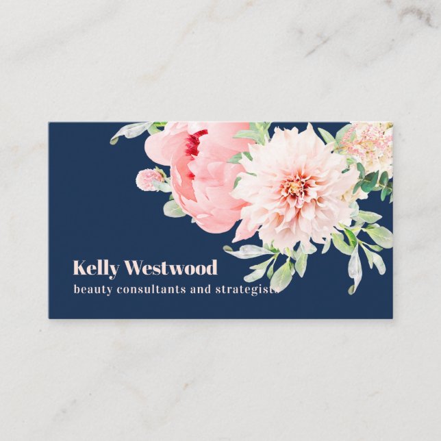 Pink Dahlia Flowers Beauty consultant Strategist Business Card (Front)