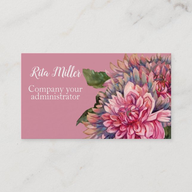 Pink Dahlia flowers Business Card (Front)