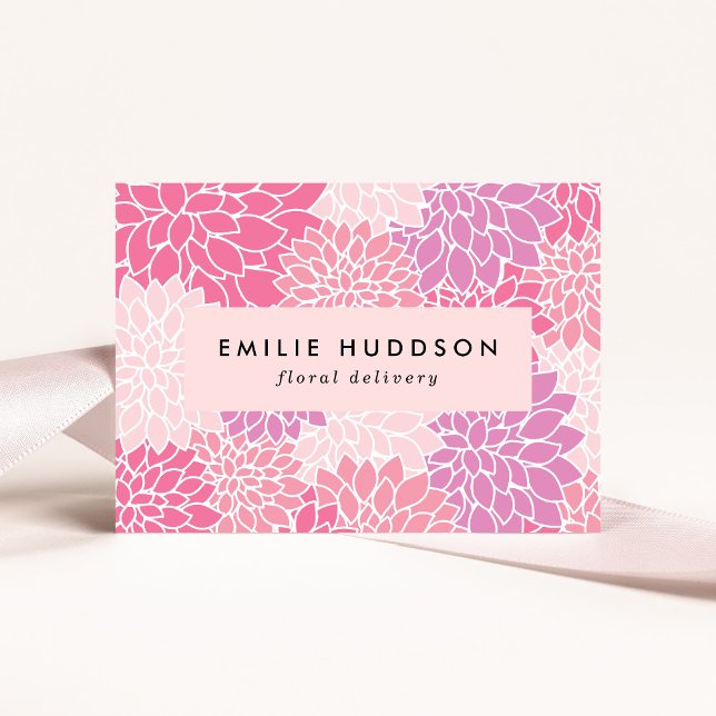 Pink Dahlia Flowers, Floristry, Flower Shop Business Card (Creator Uploaded)