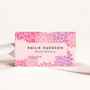 Pink Dahlia Flowers, Floristry, Flower Shop Business Card