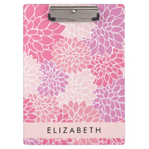 Pink Dahlia Flowers, Pattern Of Flowers, Your Name Clipboard