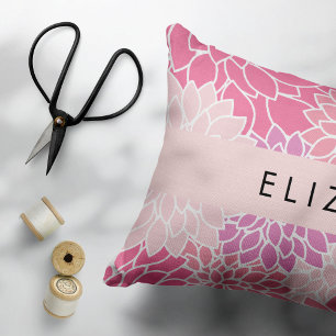 Pink Dahlia Flowers, Pattern Of Flowers, Your Name Pillowcase