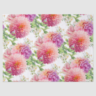 Pink Dahlia Flowers Tissue Paper