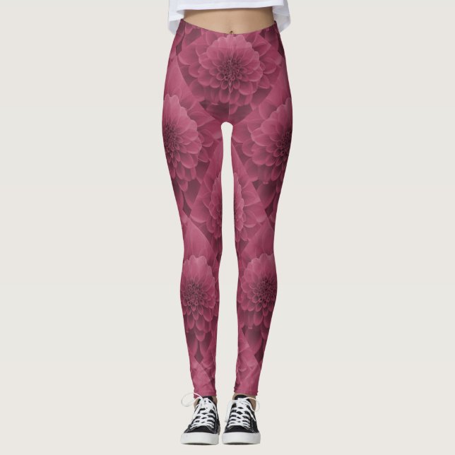 Pink Dahlia Leggings (Front)