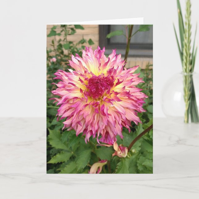 Pink dahlia note card (Front)