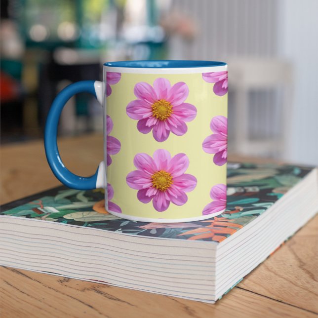 Pink Dahlia Pattern Mug (Pink flowers to enjoy no matter what the season.)
