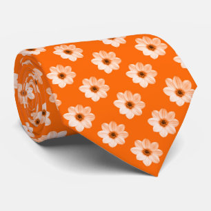 Pink Dahlia Pattern - Orange Tie