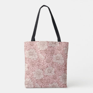 Pink Dahlia Pattern Tote Bag