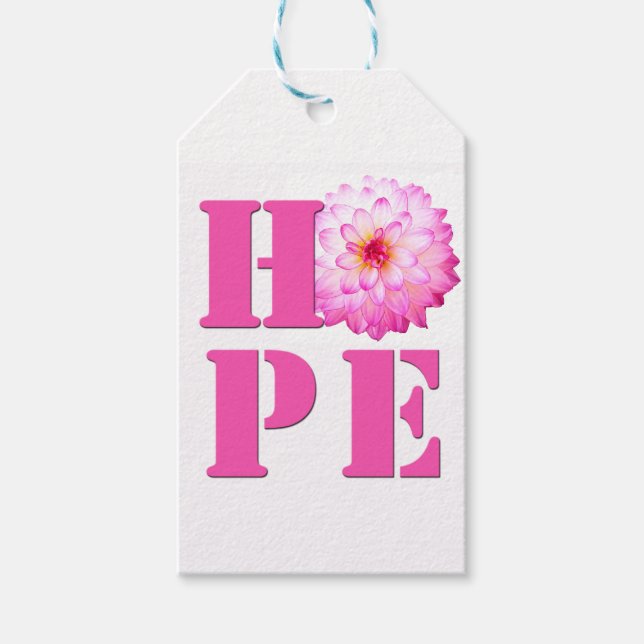 Pink Dahlia Photo HOPE Gift Tag (Front)