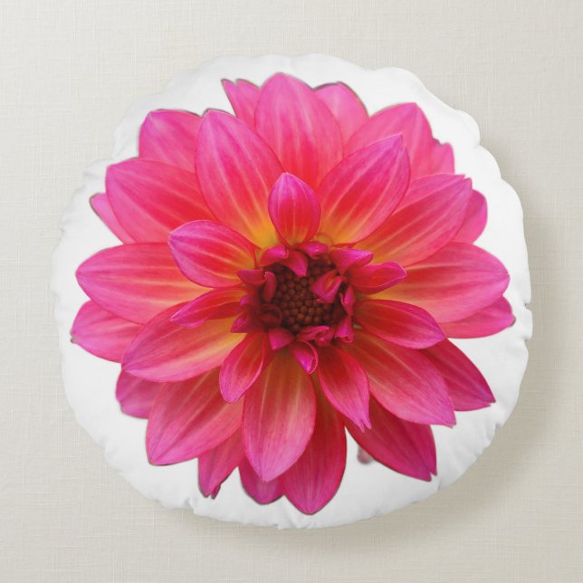 Pink Dahlia Round Cushion (Front)