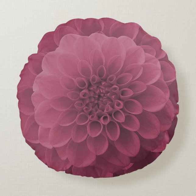 Pink Dahlia Round Cushion (Front)