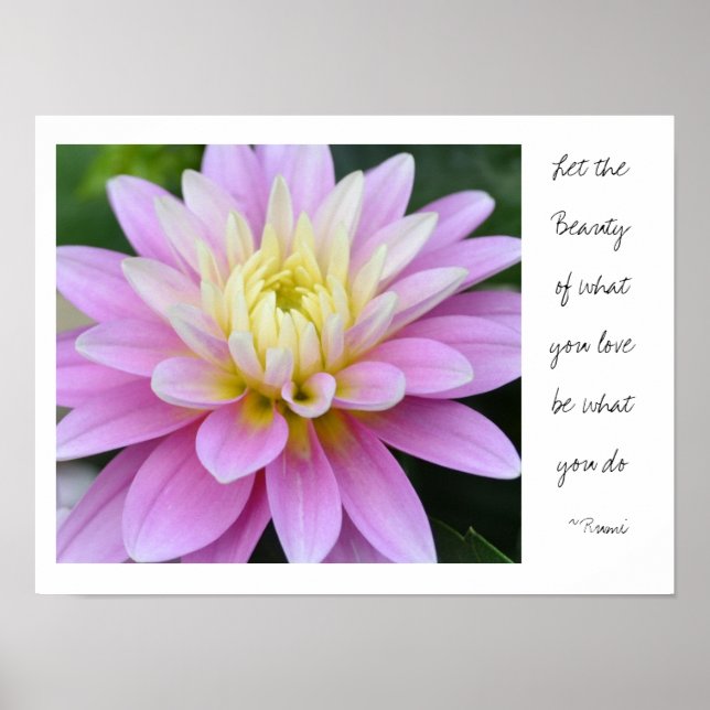 Pink Dahlia Rumi Quote Poster (Front)