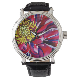 Pink Dahlia watch by Sacha Grossel Art