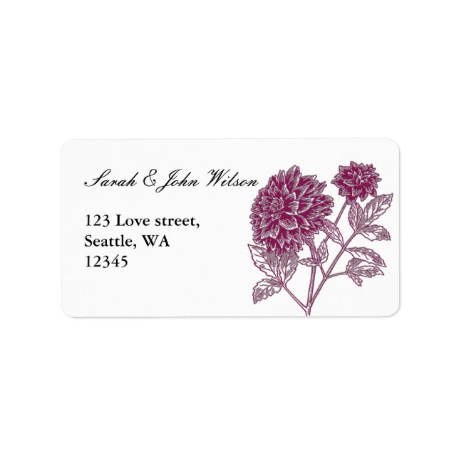pink dahlia wedding ,return address label (Front)