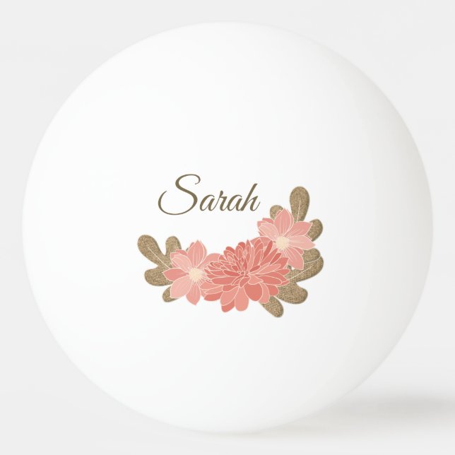 Pink Dahlia with Name Ping Pong Ball (Front)