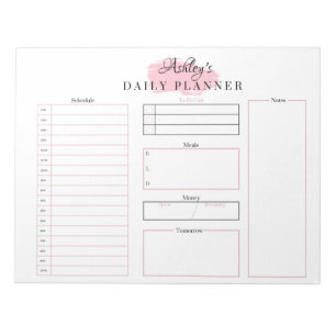 Pink Daily Planner Notepad   Pink Schedule