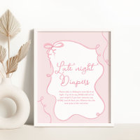 Pink dainty  bow wavy hand drawn Dont say baby