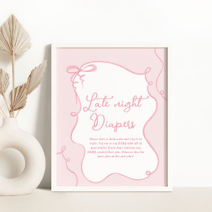 Pink dainty  bow wavy hand drawn Dont say baby Poster